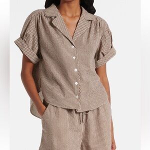 VERONICA BEARD Ilene gingham cotton-blend shirt